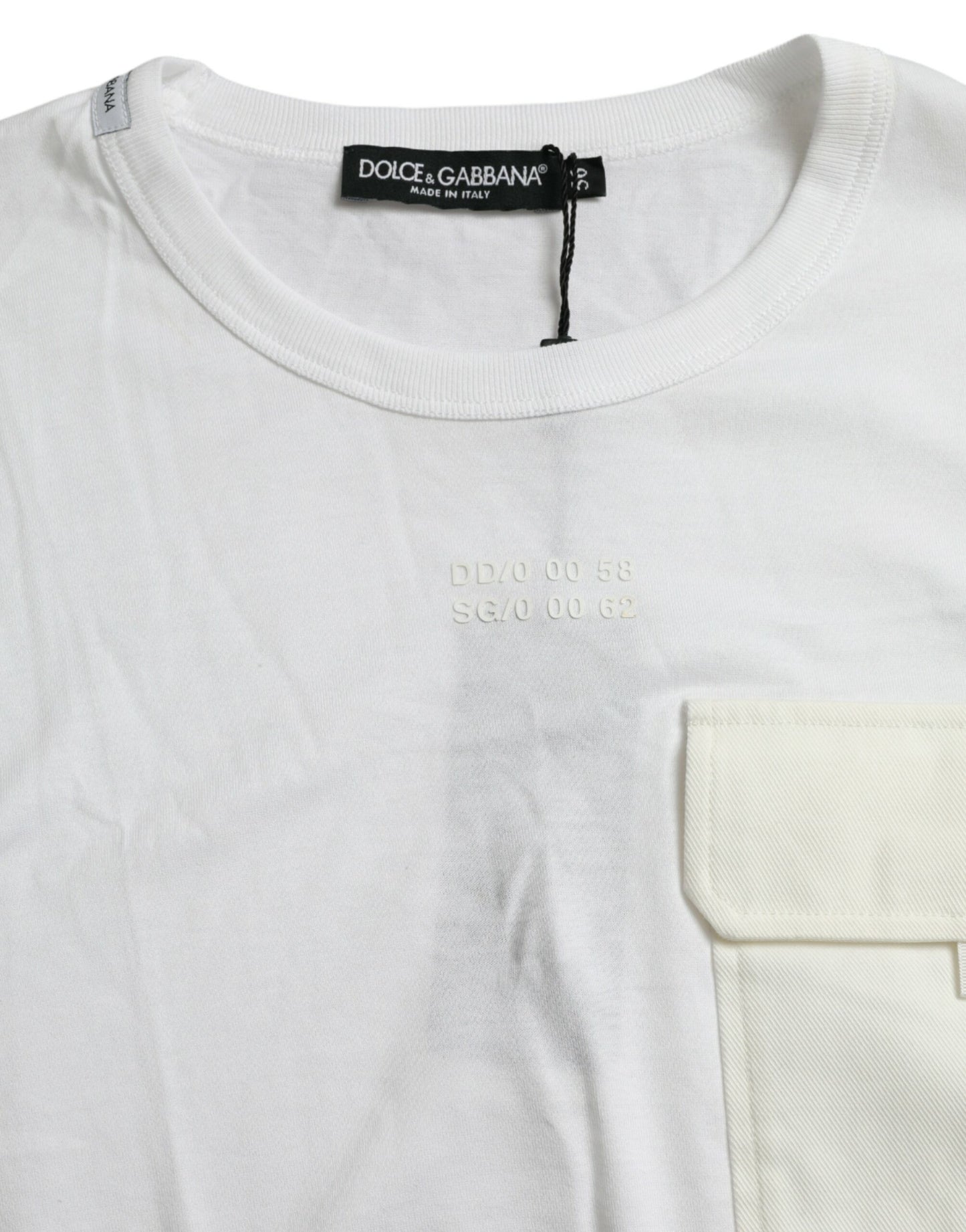 White Cotton Pocket Short Sleeves T-shirt