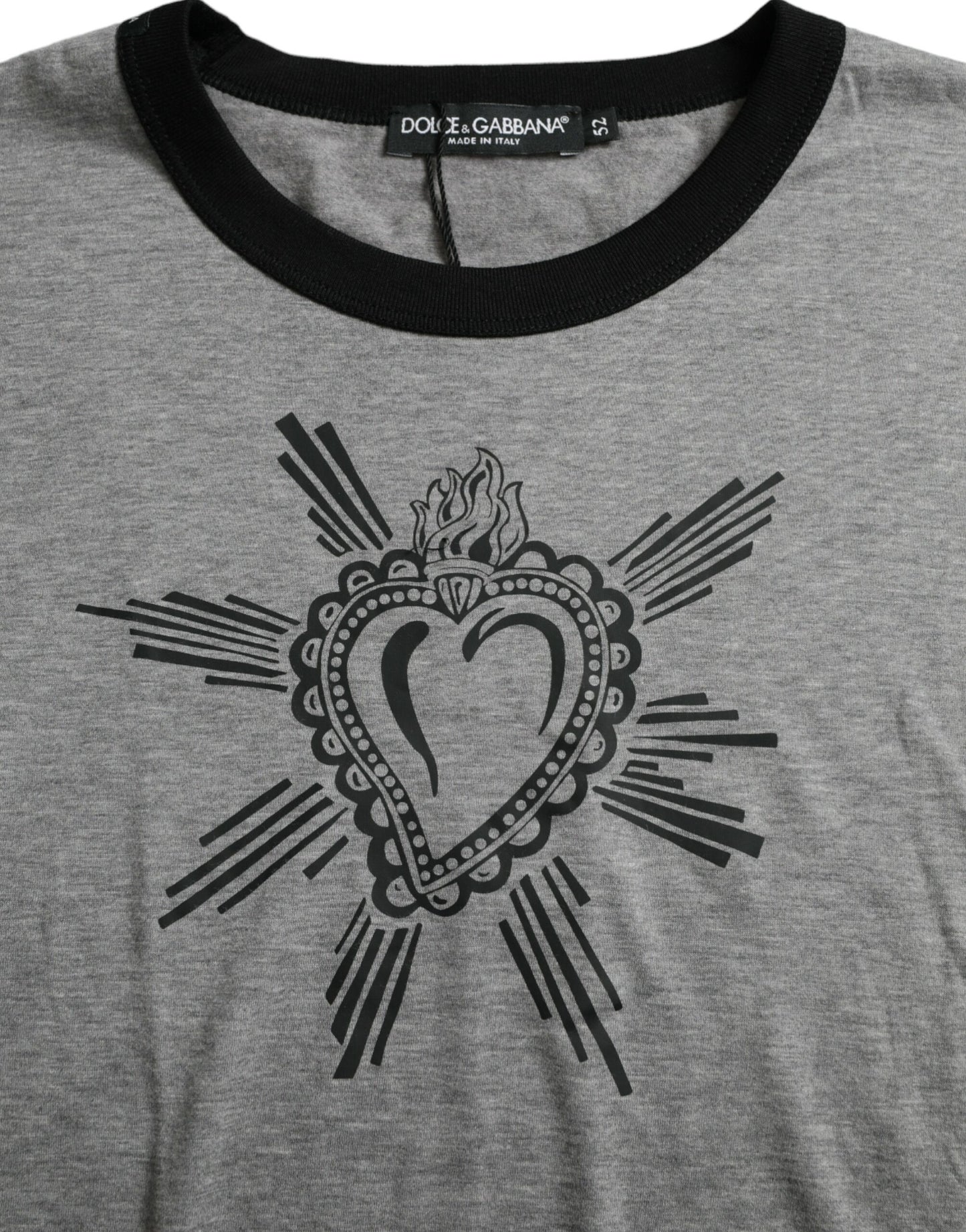 Gray Sacred Heart Cotton Crew Neck T-shirt