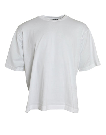 White Cotton Short Sleeves Crewneck T-shirt