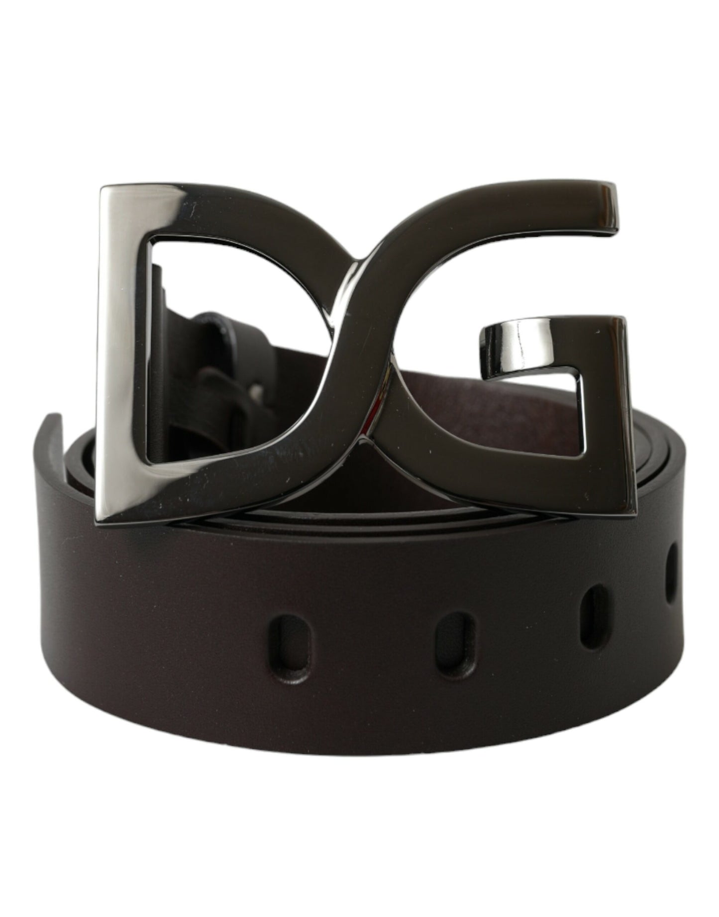 Dark Brown Leather DG Metal Buckle Belt