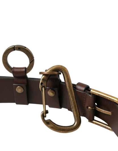 Brown Calf Leather Gold Metal Buckle Belt