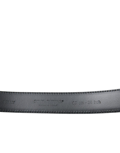 Black Calf Leather Silver Metal Buckle Belt