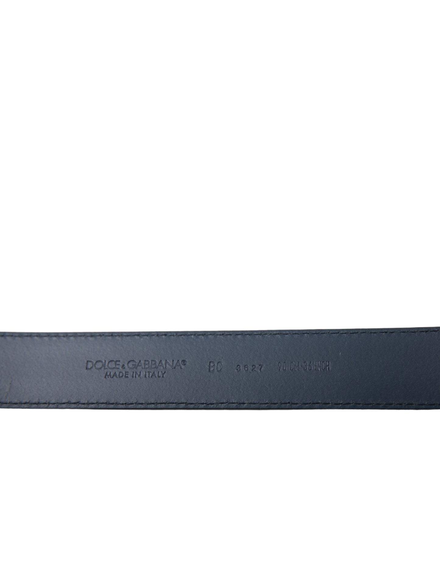 Navy Blue Leather Silver Metal Buckle Belt