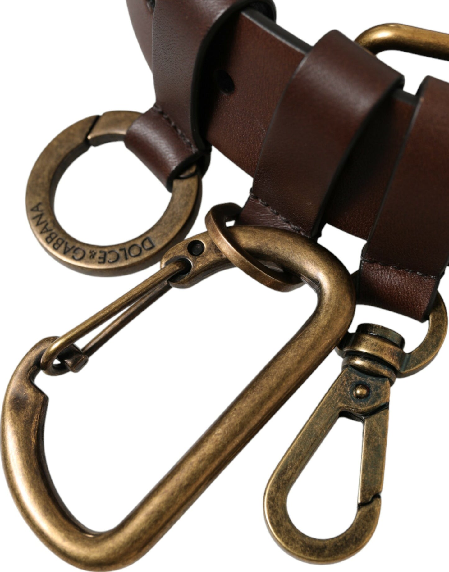 Brown Calf Leather Gold Metal Buckle Belt