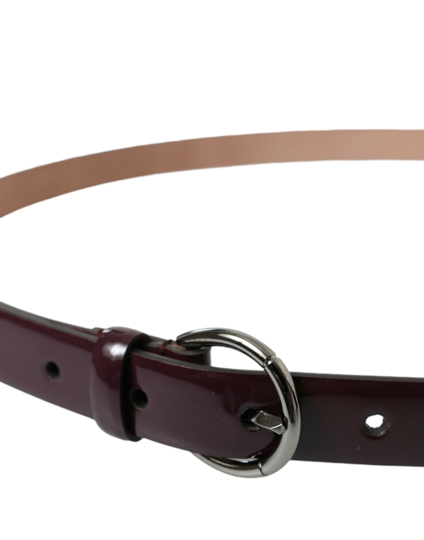 Maroon Leather Silver Metal Buckle Belt