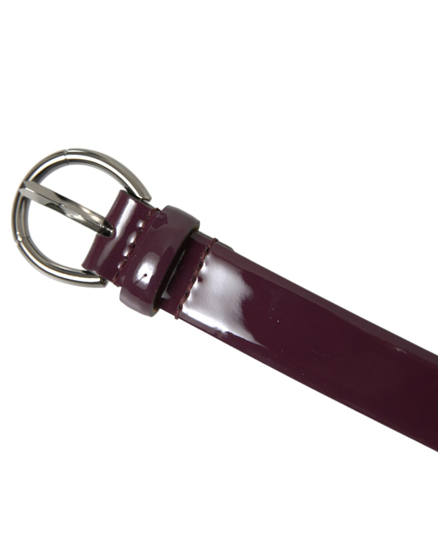 Maroon Leather Silver Metal Buckle Belt