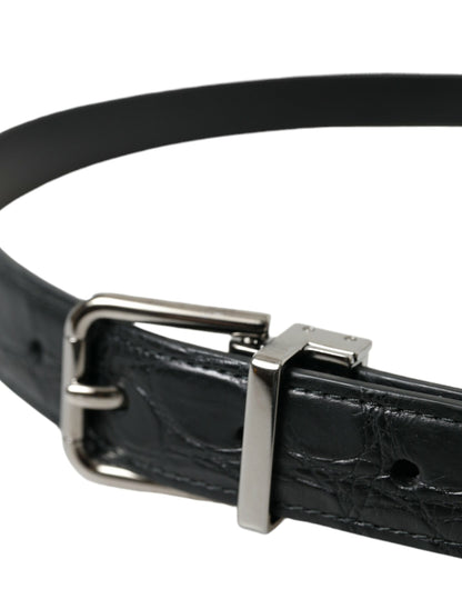 Black Leather Silver Metal Buckle Belt