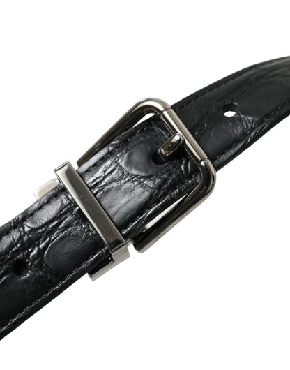 Black Leather Silver Metal Buckle Belt