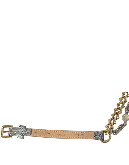 Blue Braided Gold Brass Chain Waist Belt