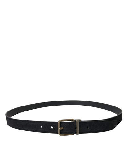 Black Suede Leather Gold Metal Buckle Belt