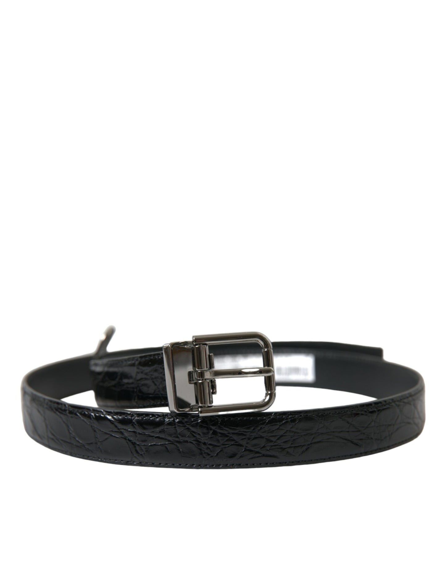 Black Leather Silver Metal Buckle Belt