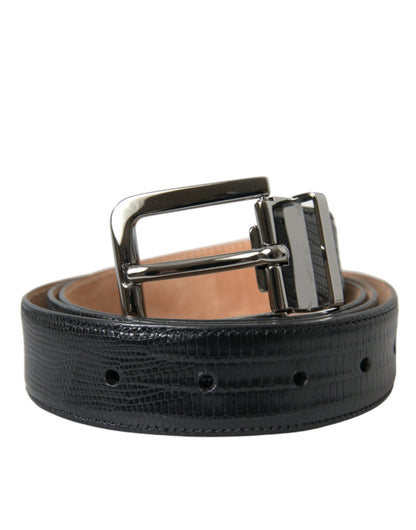 Black Leather Silver Metal Buckle Belt