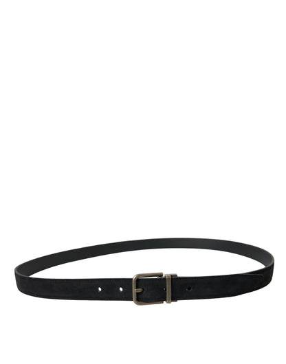 Black Goat Leather Antique Metal Buckle Belt