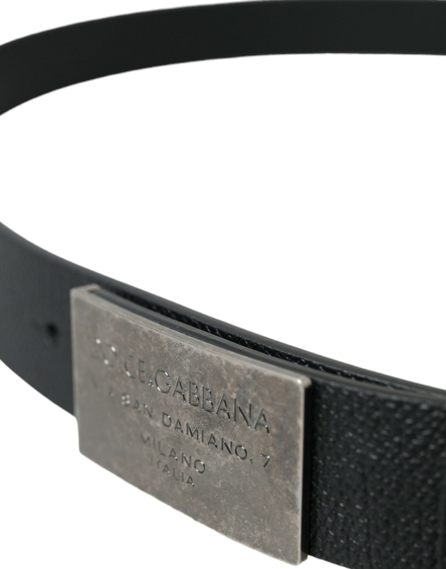 Black Leather Silver Rectangle Buckle Belt