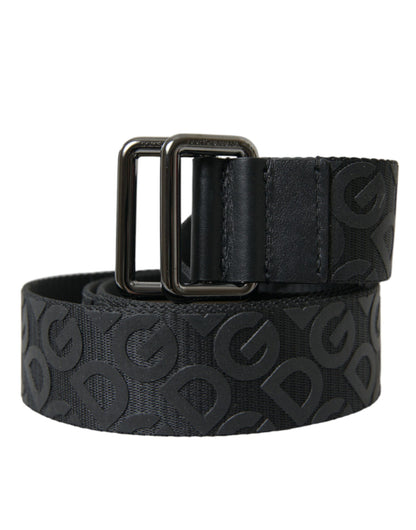 Black Logomania Leather Metal Buckle Belt