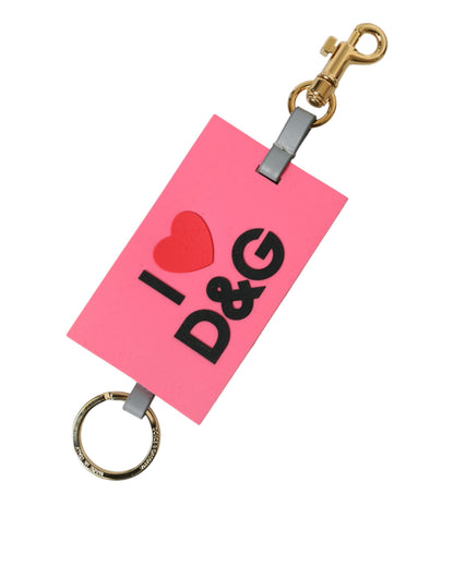 Pink Silicone DG Logo Gold Brass Keychain