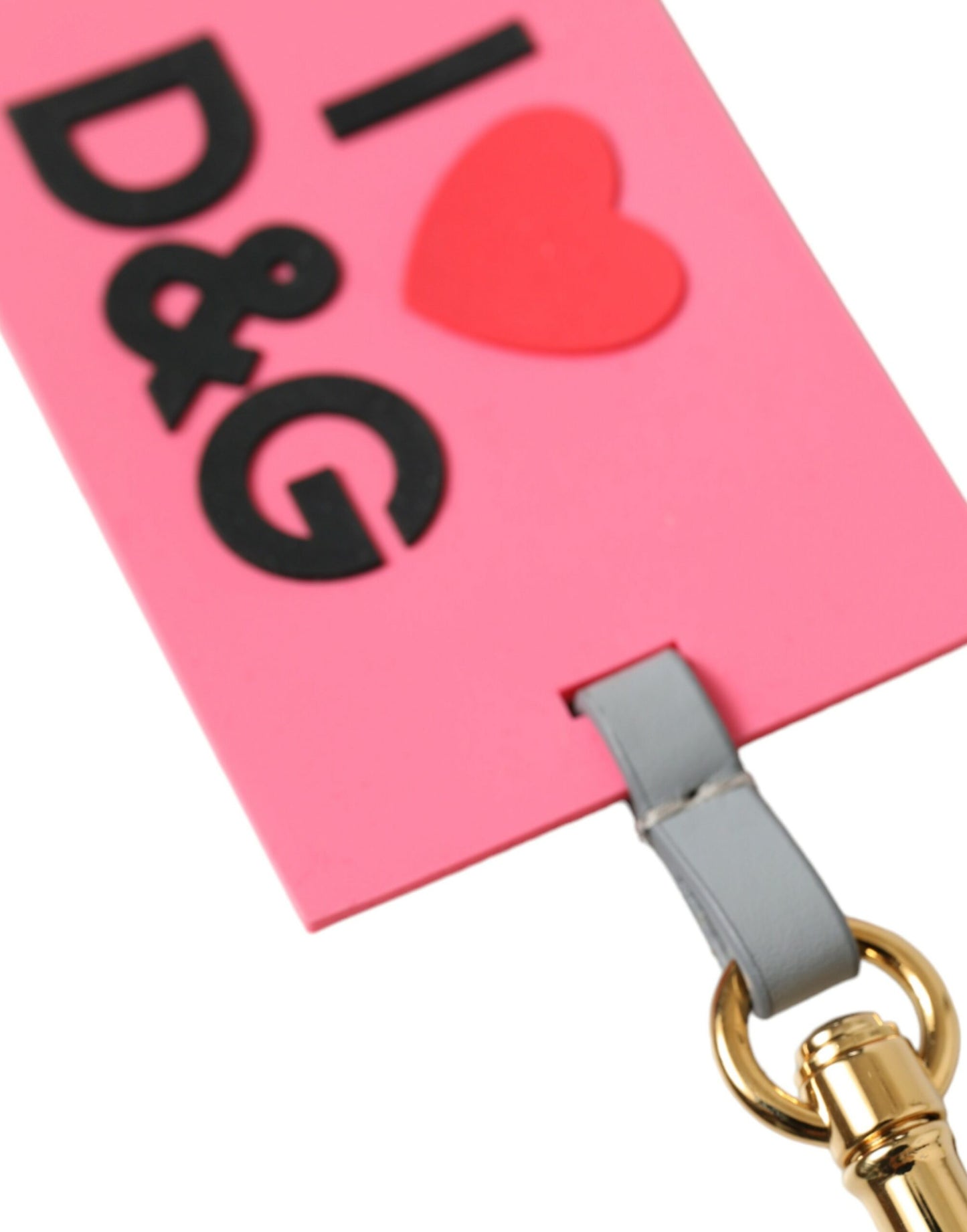 Pink Silicone DG Logo Gold Brass Keychain