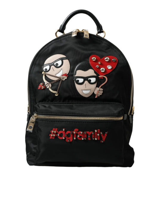 Black #DGFAMILY Embellished Backpack VULCANO Bag