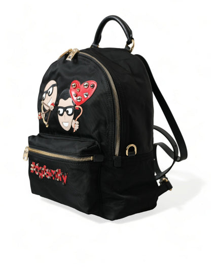 Black #DGFAMILY Embellished Backpack VULCANO Bag