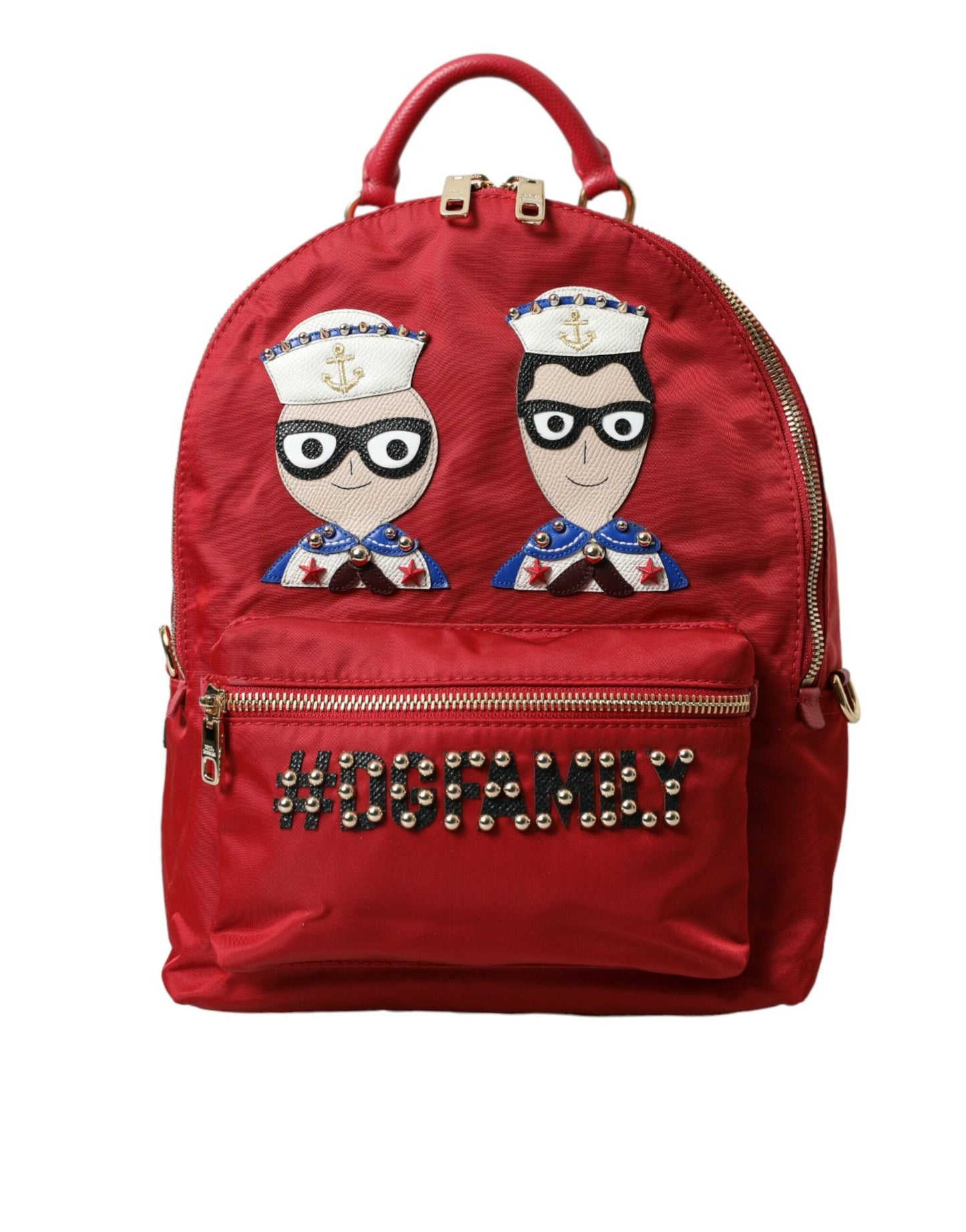 Red #DGFAMILY Embellished Backpack VULCANO Bag