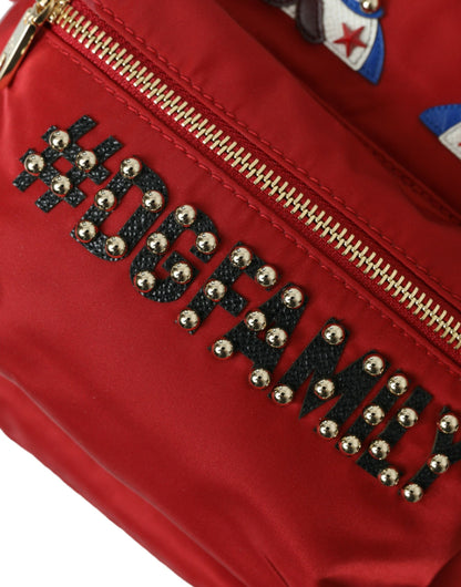 Red #DGFAMILY Embellished Backpack VULCANO Bag