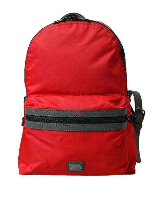 Red Nylon Leather DG Logo School Backpack Bag