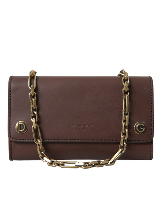 Brown Calf Leather Logo Embossed Shoulder Bags