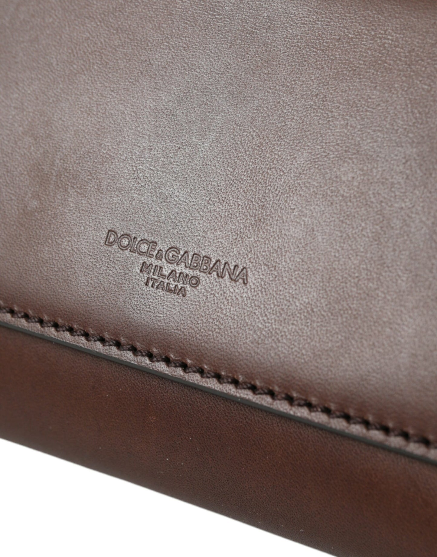 Brown Calf Leather Logo Embossed Shoulder Bags