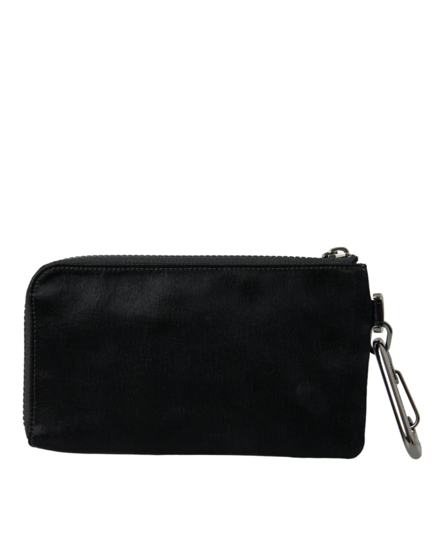 Black Nylon Logo Plaque Keyring Pouch Clutch Bags