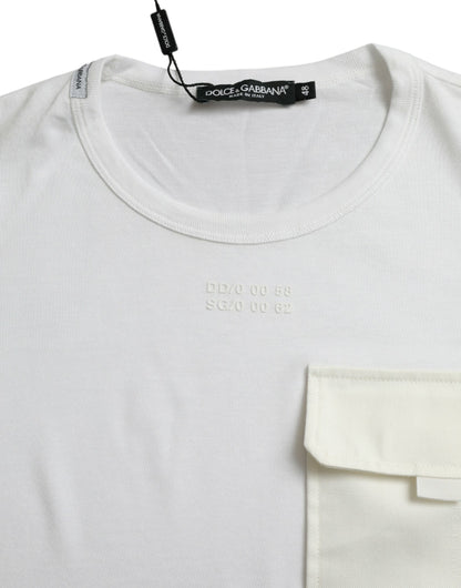 White Cotton Pocket Short Sleeves T-shirt