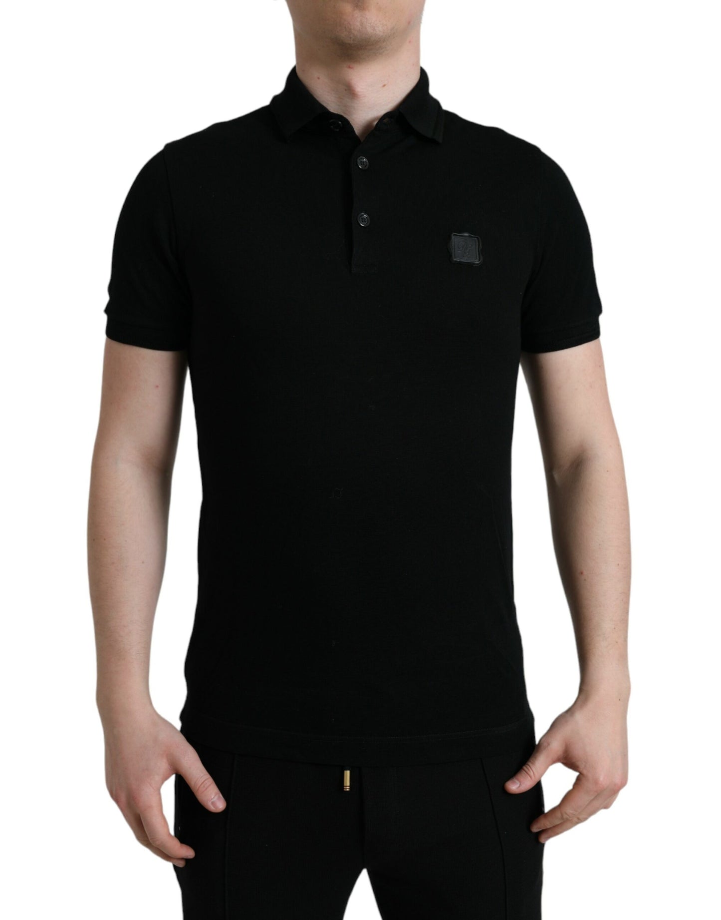 Black Logo Collared Short Sleeve T-shirt