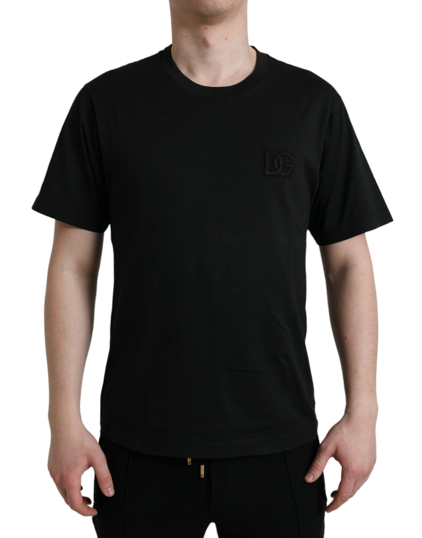 Black Cotton Short Sleeve Crew Neck T-shirt