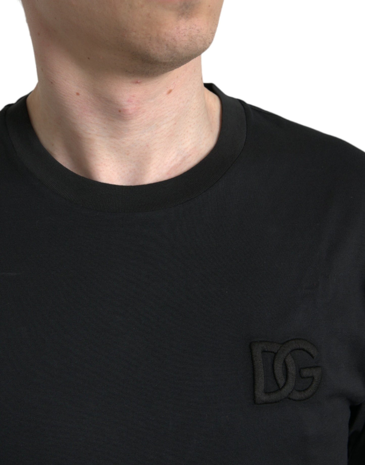 Black Cotton Short Sleeve Crew Neck T-shirt