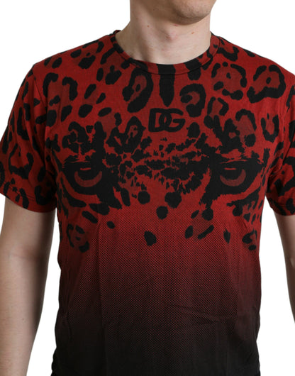 Red Leopard Cotton Short Sleeves T-shirt