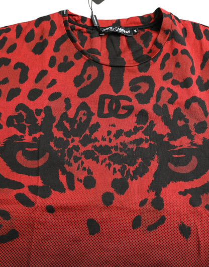 Red Leopard Cotton Short Sleeves T-shirt