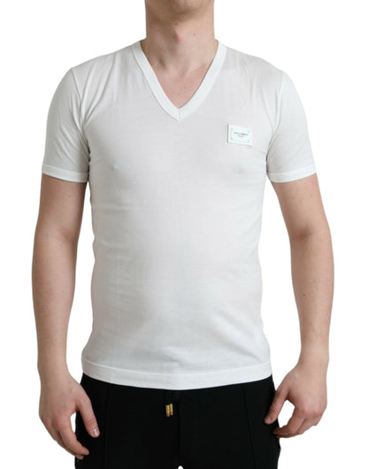 White Logo Plaque Short Sleeve Vneck T-shirt