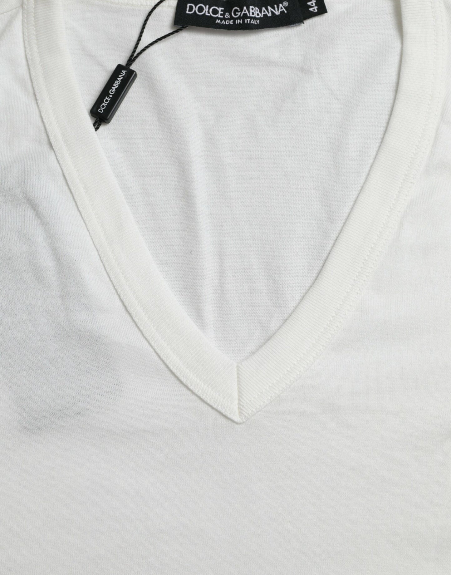 White Logo Plaque Short Sleeve Vneck T-shirt