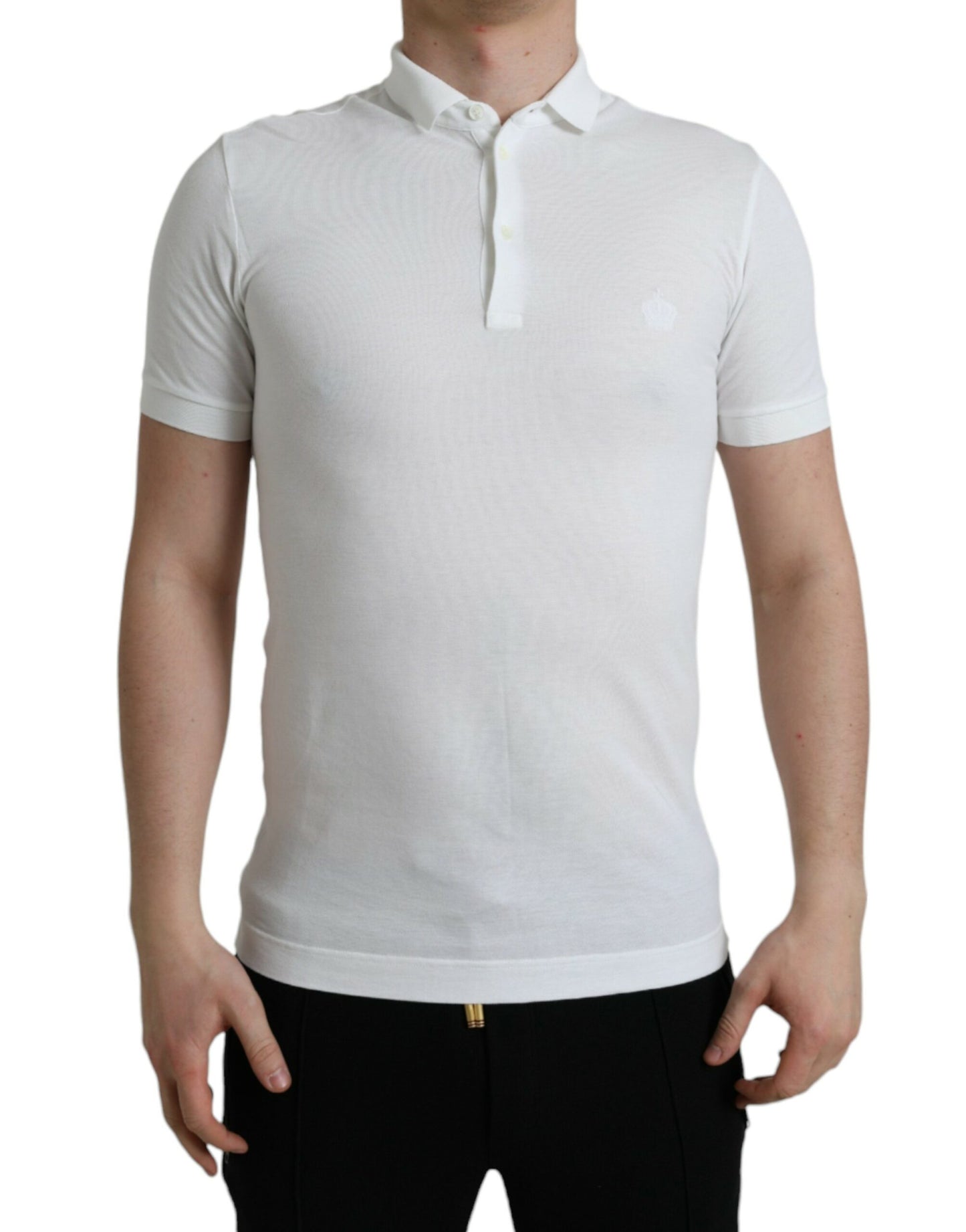 White Collared Short Sleeve Crown T-shirt