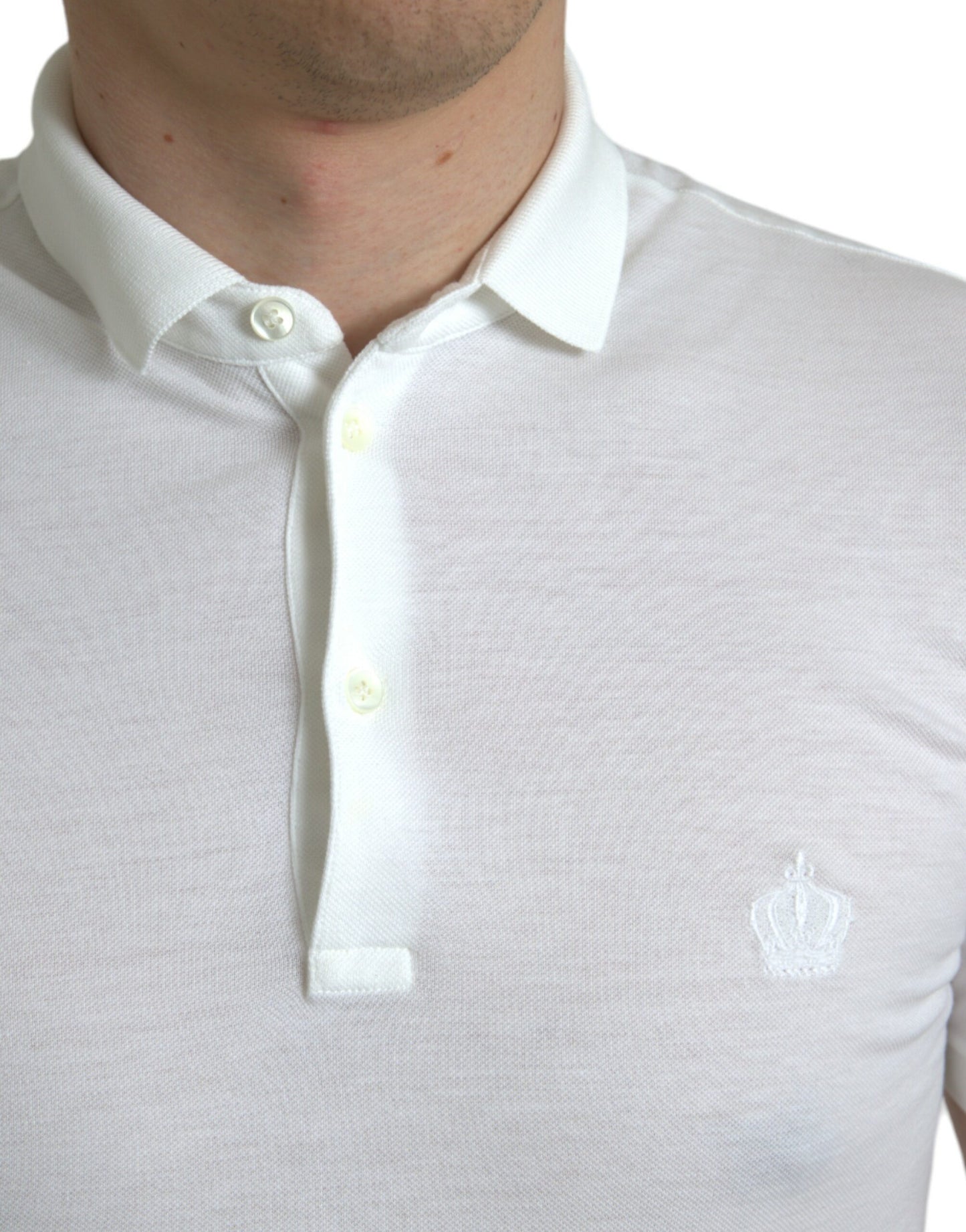 White Collared Short Sleeve Crown T-shirt