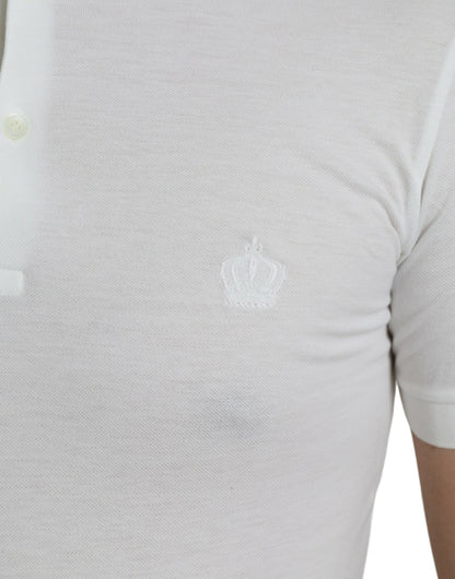 White Collared Short Sleeve Crown T-shirt