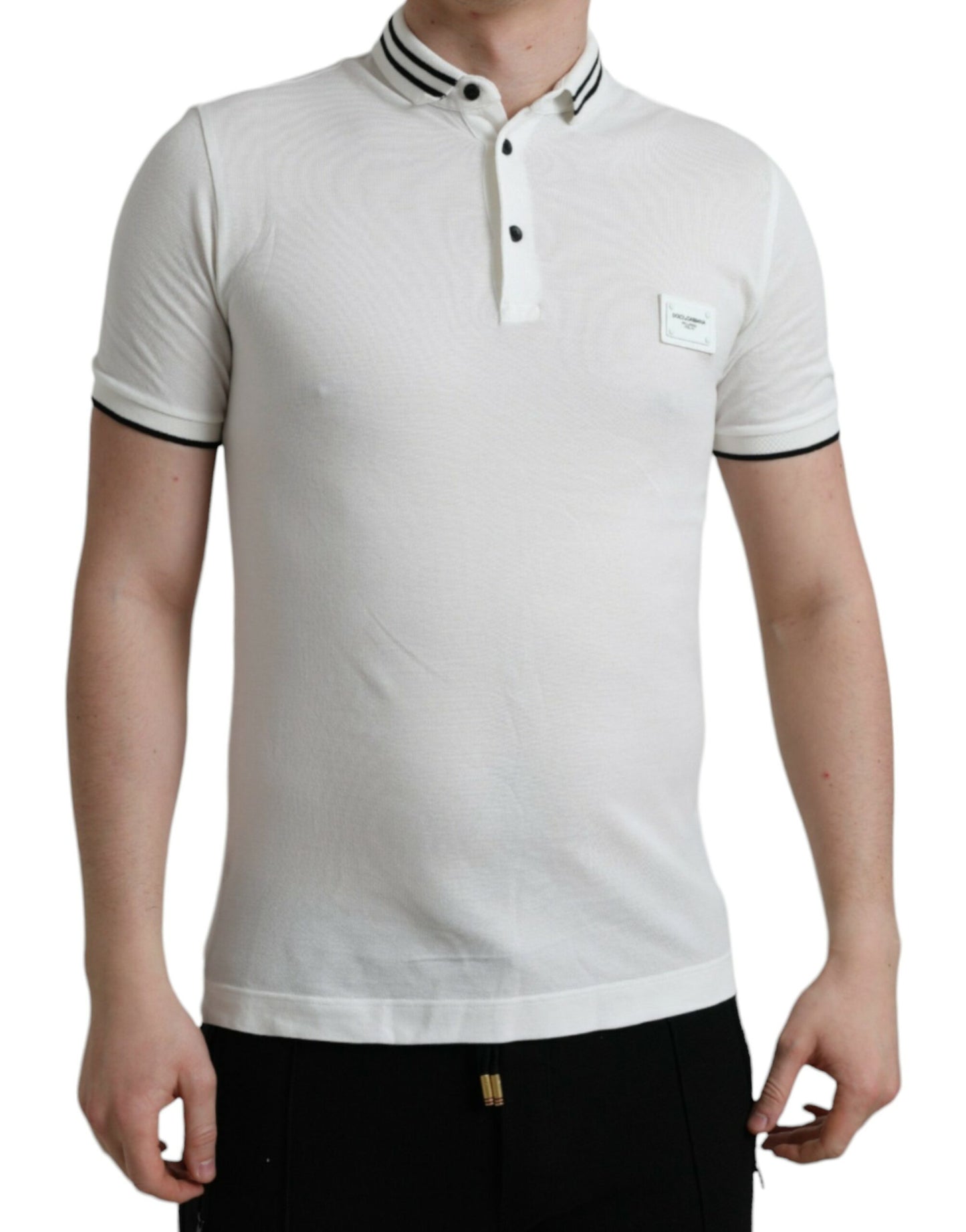 White Logo Collared Short Sleeve T-shirt