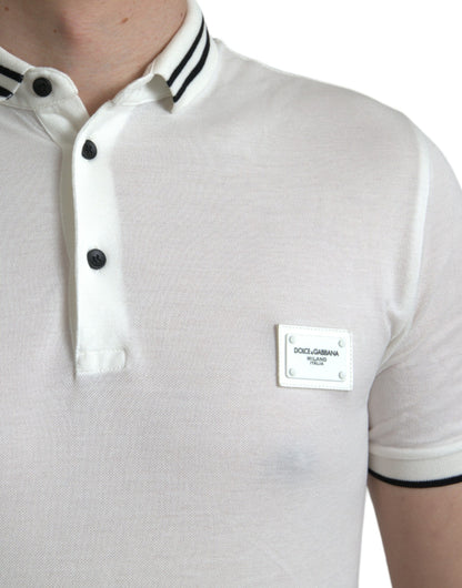 White Logo Collared Short Sleeve T-shirt