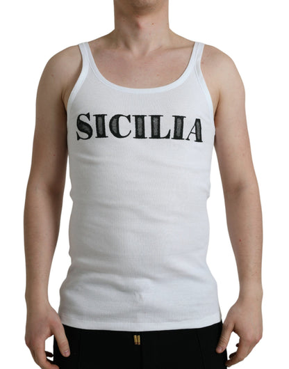 White Sicilia Cotton Sleeveless Tank T-shirt