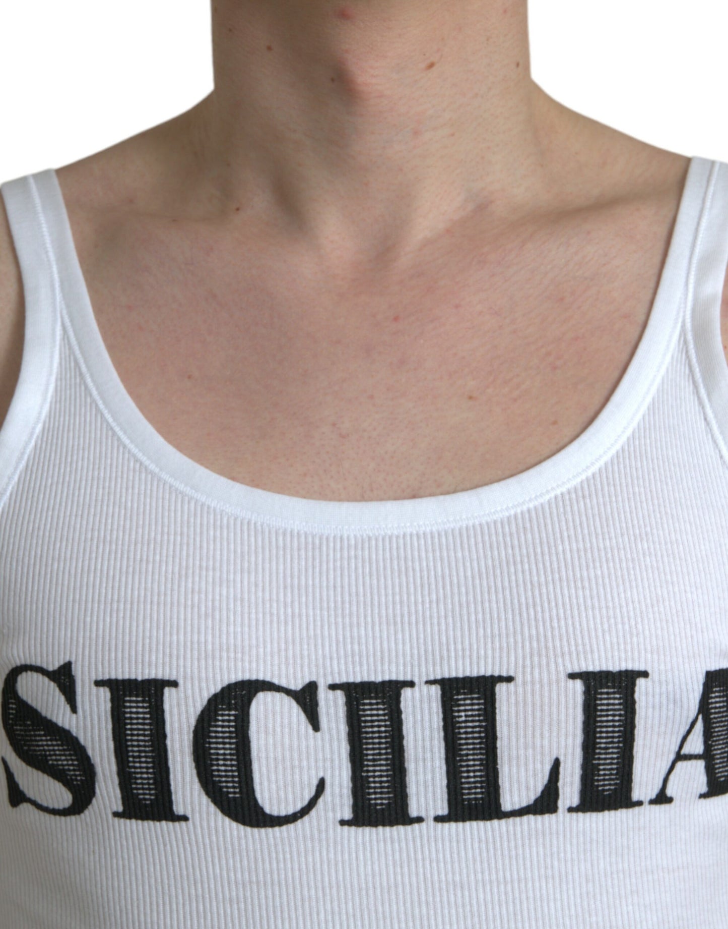 White Sicilia Cotton Sleeveless Tank T-shirt