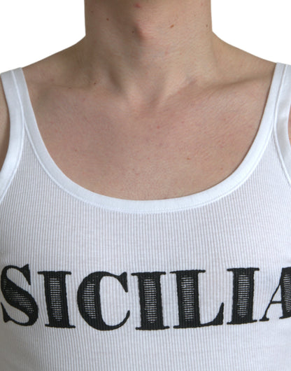 White Sicilia Cotton Sleeveless Tank T-shirt