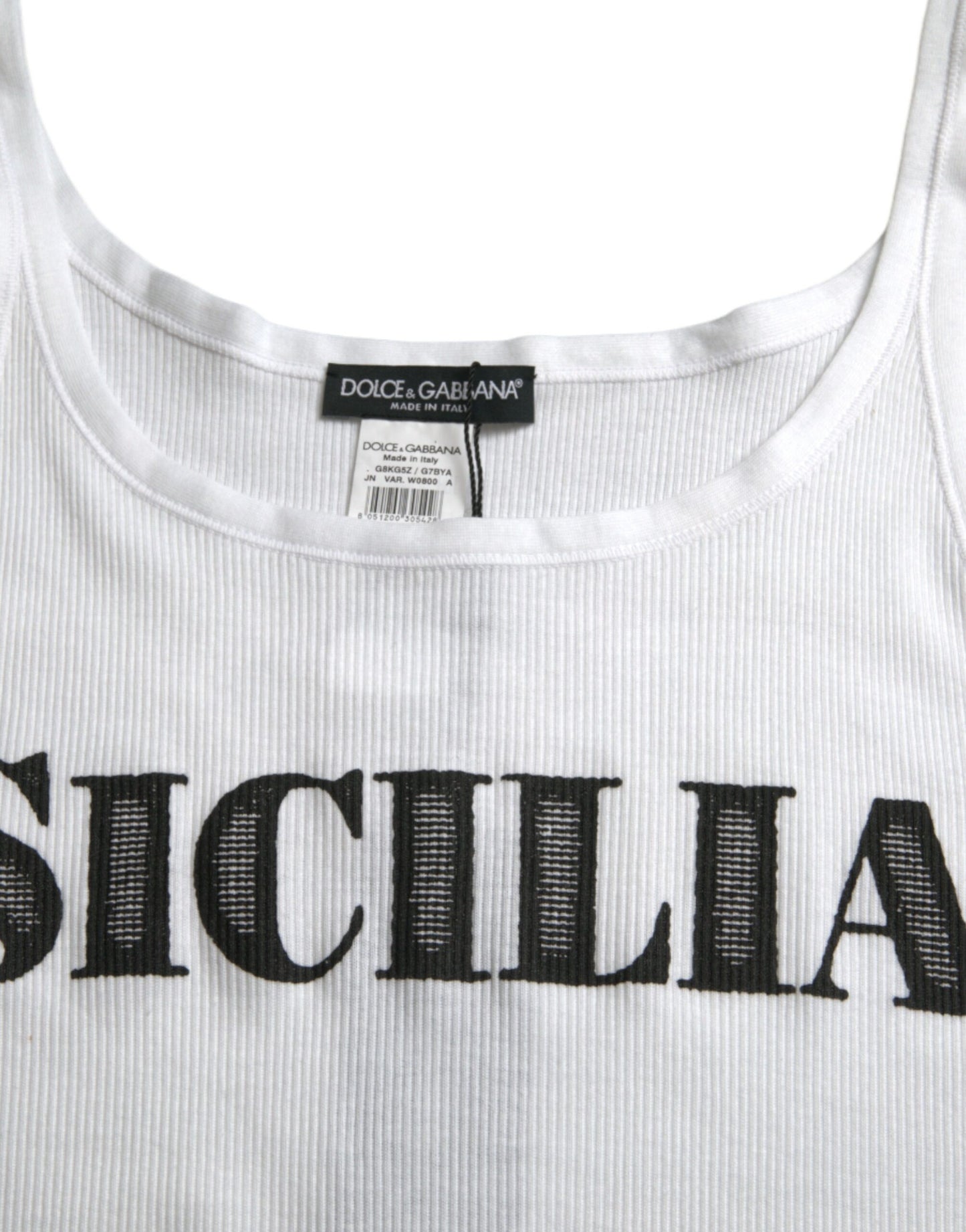 White Sicilia Cotton Sleeveless Tank T-shirt