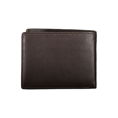 Elegant Brown Leather Wallet with Logo