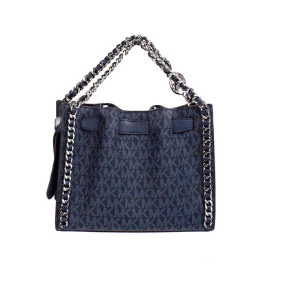 Mina Small Belted Navy Signature PVC Chain Inlay Crossbody Bag