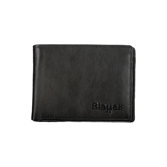 Elegant Black Leather Dual Compartment Wallet