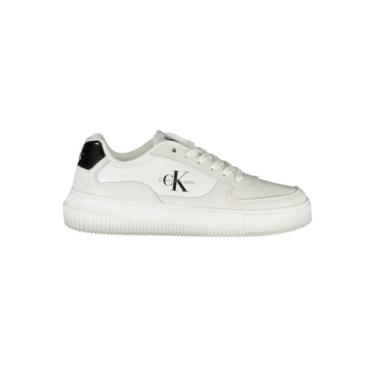 Sleek White Lace-Up Sneakers with Contrast Details